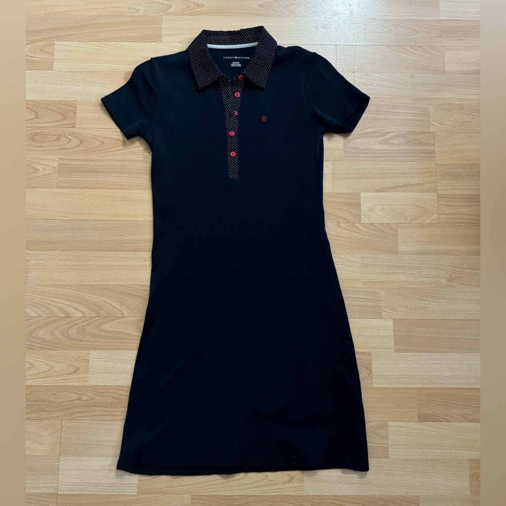 Tommy Hilfiger Navy Polo Dress with Red Accents
